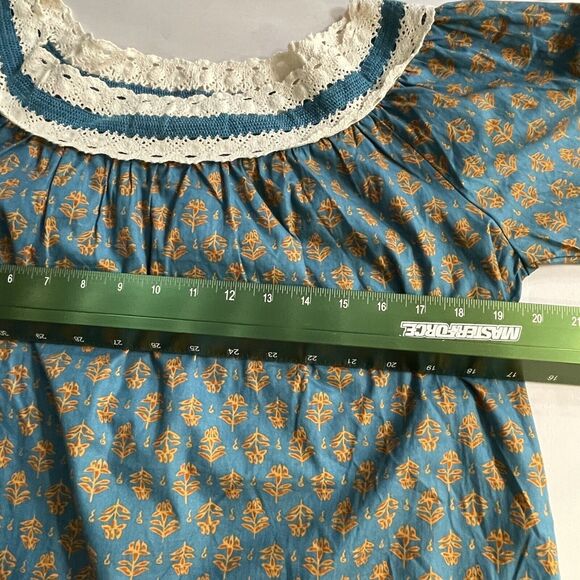 Luna Moon Maxi Skirt Set 2 Piece Teal Peasant Crocheted Ruffled Boho Sz S NEW - Picture 5 of 13